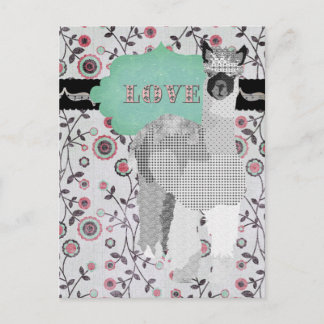 Cartão Postal Cartão-postal Floral Alpaca Love