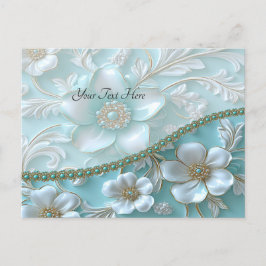 Cartão Postal Cartão-postal Floral Branco Teal