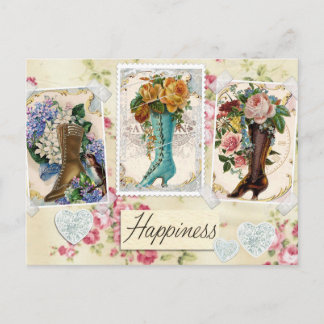 Cartão Postal Cartão-postal Floral Design de Boots Vintage