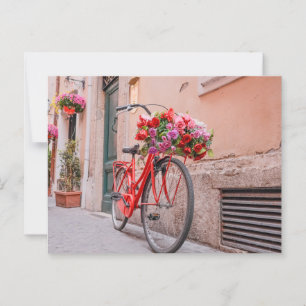 Cartão Postal Cartão-postal Floral e Bike Retro