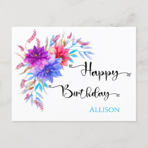 Cartão Postal Cartão-postal Floral Floral de Aniversário Feliz
