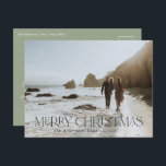 Cartão Postal Cartão-postal floral fotobotânico de Natal 1<br><div class="desc">Feliz Natal,  moderno e elegante coloração aquosa seca botânica,  escória floral verde,  terracota e preto,  feriado 1 foto Cartão postal de Natal.</div>