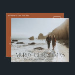 Cartão Postal Cartão-postal floral fotobotânico de Natal 1<br><div class="desc">Feliz Natal,  moderno e elegante coloração aquosa seca botânica,  escória floral verde,  terracota e preto,  feriado 1 foto Cartão postal de Natal.</div>