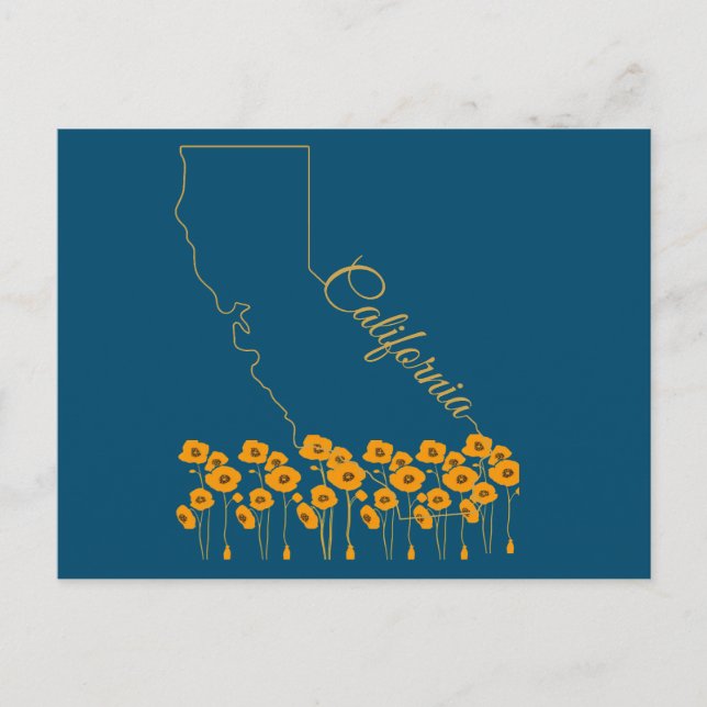 Cartão Postal Cartão-postal Floral Poppy State Ouro California (Frente)
