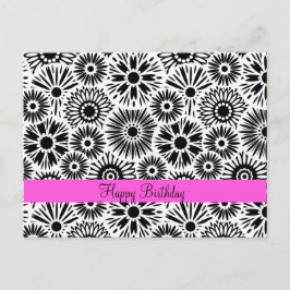 Cartão Postal Cartão-postal floral preto e branco