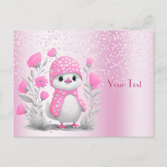 Cartão Postal Cartão-postal Floral Rosa Pink com Cobra d'Água (Frente)