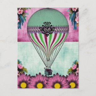 Cartão Postal Cartão-postal Floral Vintage de Ar Quente