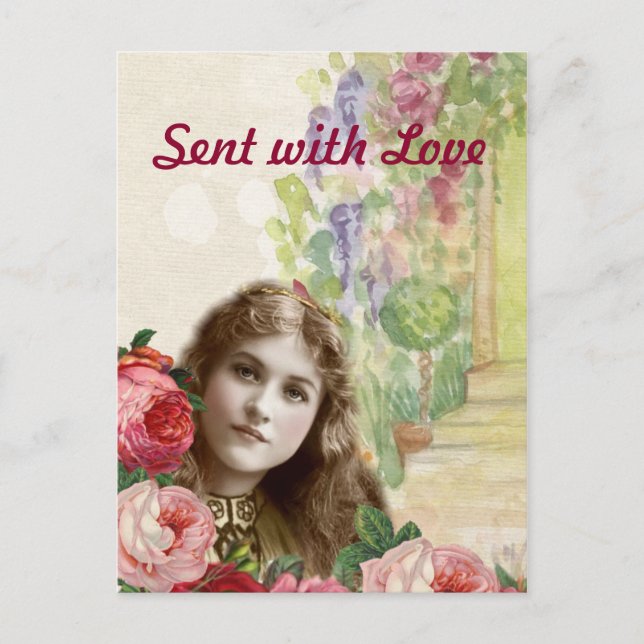 Cartão Postal Cartão-postal floral vitoriano Rosa (Frente)