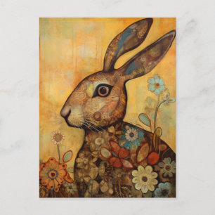 Cartão Postal Cartão-postal Florals e Rabbit