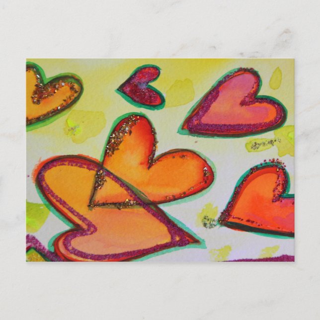 Cartão Postal Cartão-postal Flying Laugh Hearts (Frente)