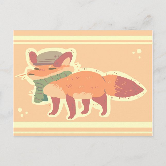 Cartão Postal Cartão-postal Fox com Chapéu e Scarf (Frente)