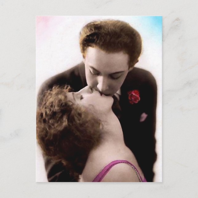 Cartão Postal Cartão-postal francês de Casal de beijo (Frente)