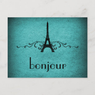 Cartão Postal Cartão-postal francês Vintage, Teal