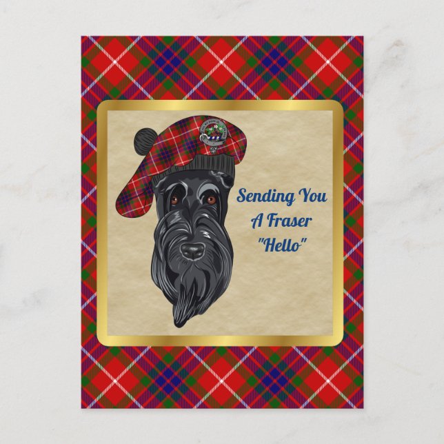 Cartão Postal Cartão-postal Fraser Clan e Tartan (Frente)