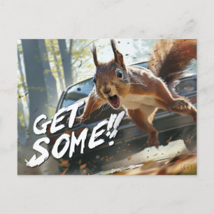 Cartão Postal Cartão-postal "Get some" do Esquilo de Ação Engraç