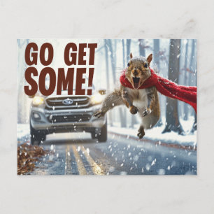 Cartão Postal Cartão-postal "Get some" do Esquilo de Ação Engraç
