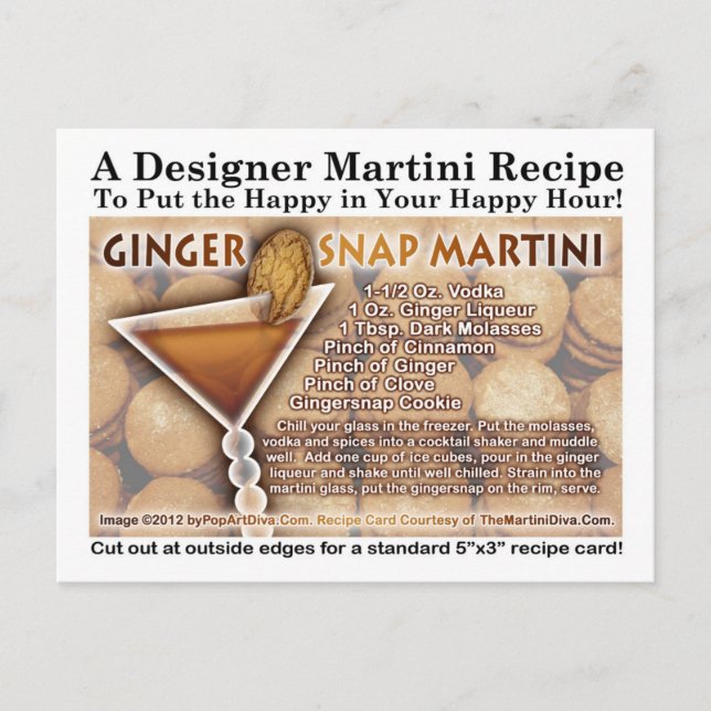 Cartão Postal Cartão-postal Gingersnap Martini (Frente)