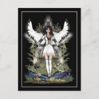 Cartão-postal Gótico - Anjo Branco e Dragão