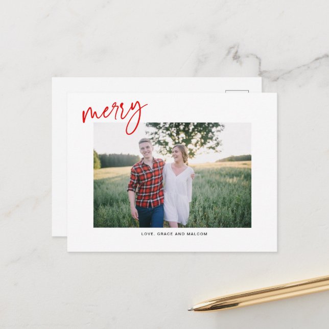 Cartão Postal Cartão-postal gravado de feriado de Feliz vermelha (Frente/Verso In Situ)