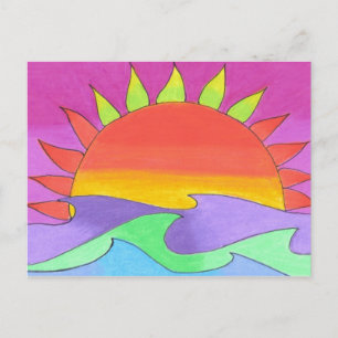 Cartão Postal Cartão-postal Green Flash em cor-de-rosa