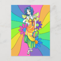 Cartão-postal "Harmonia" Rainbow Flower Child Fair