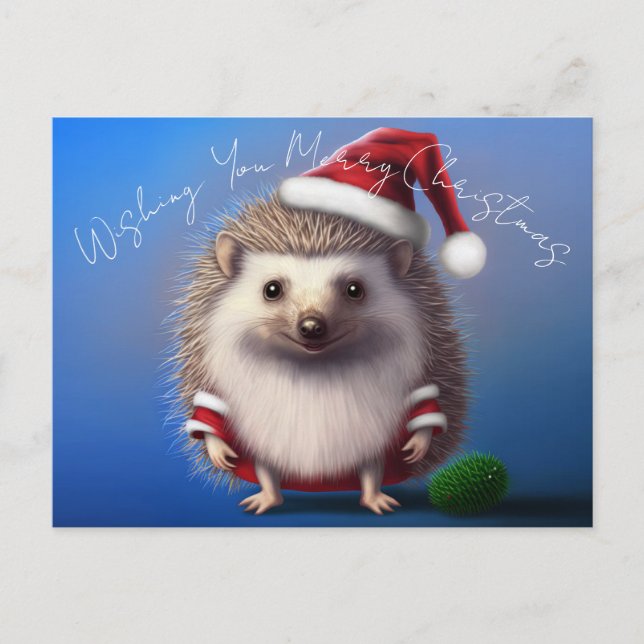 Cartão Postal Cartão-postal Hedgehog Santa Claus (Frente)