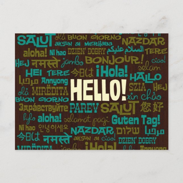 Cartão Postal Cartão-postal Hello (Multi-Language) (Frente)