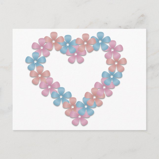 Cartão Postal Cartão-postal Horizontal Coração Flor (Frente)
