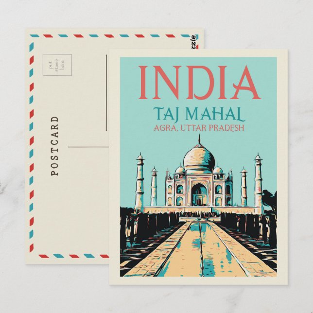 Cartão Postal Cartão-postal Índia Taj Mahal em Uttar Pradesh (Frente/Verso)