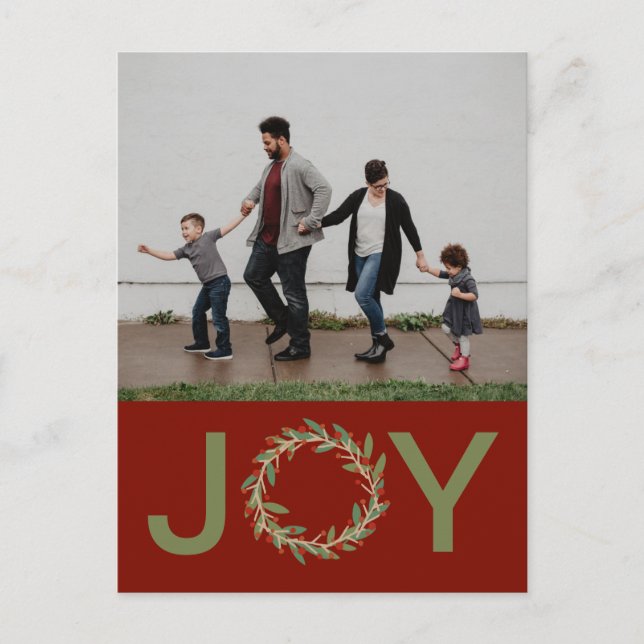 Cartão Postal Cartão-postal Joy Wreath Holiday (Frente)