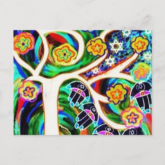 Cartão Postal Cartão-postal Judaica Hamsa Ivory Tree Of Life (Frente)