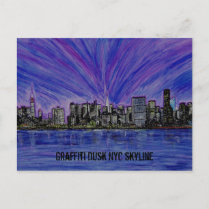 Cartão Postal Cartão-postal - Linha Skyline NYC do Disco do Gra