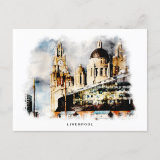 Cartão Postal Cartão-postal Liverpool em design de aquarela