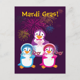Cartão Postal Cartão-postal Mardi Gras Penguins