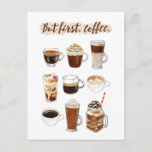 Cartão Postal Cartão-postal "Mas primeiro, café"