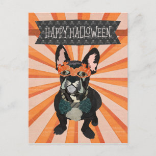 Cartão Postal Cartão-postal mascarada FRANCÊS BULLDOG HALLOWEE