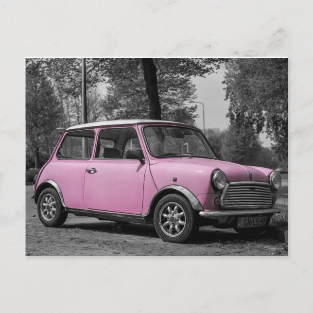 Cartão Postal Cartão-postal Mini Cooper Rosa (Frente)