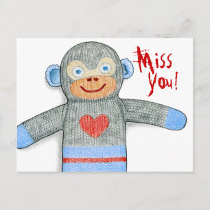 Cartão Postal Cartão-postal "Miss You" do Macaco-Choque