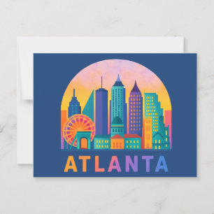Cartão Postal Cartão-postal Moderno Atlanta Georgia Skyline Blue