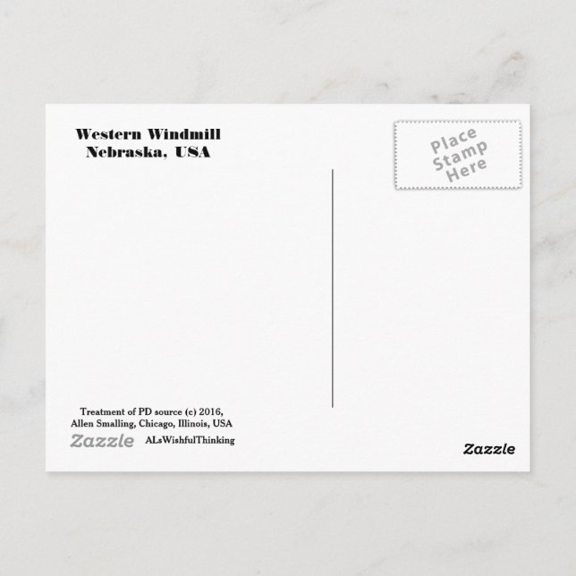 Cartão Postal Cartão-postal - Moinho de inverno Ocidental (Dayti (Verso)