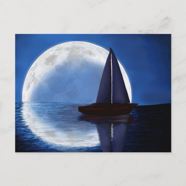 Cartão Postal Cartão-postal ~Moon Moonlight Sailboat~ (Frente)