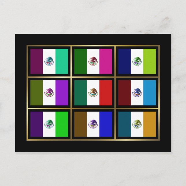 Cartão Postal Cartão-postal Multihue Flags do México (Frente)