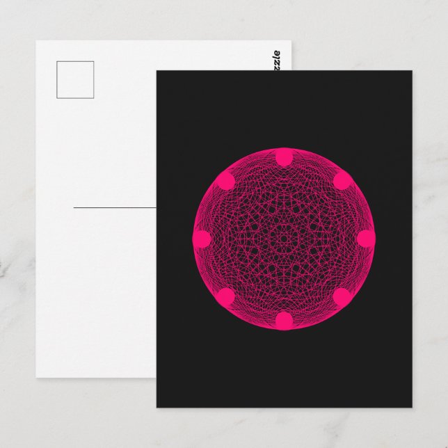 Cartão Postal Cartão-postal Neon Pink Mandala - Personalizável (Frente/Verso)