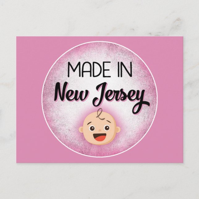 Cartão Postal Cartão-postal New Jersey Baby Funny Pink New Girl (Frente)