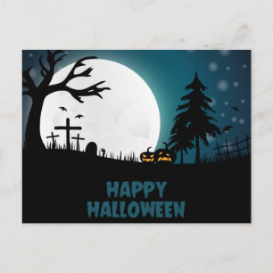 Cartão Postal Cartão-postal Noturno de Halloween assustador