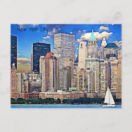 Cartão Postal Cartão-postal Nova Iorque para veleiros e edifício