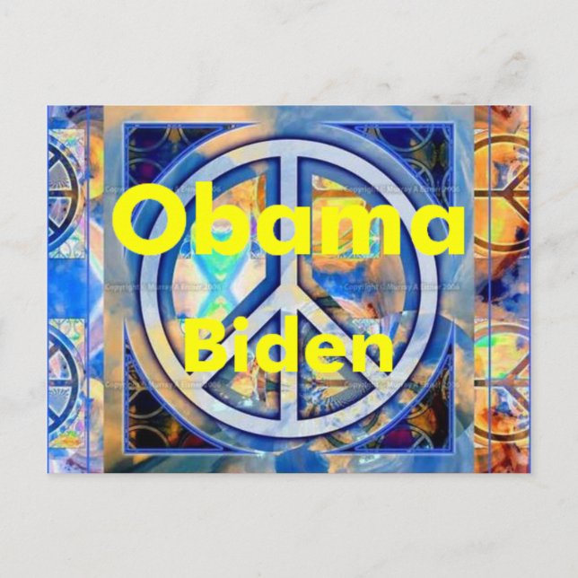 Cartão Postal Cartão-postal Obama Biden PEACE (Frente)