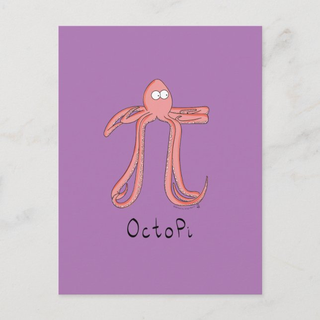 Cartão Postal Cartão-postal Octopus Cute Math Pi Day (Frente)