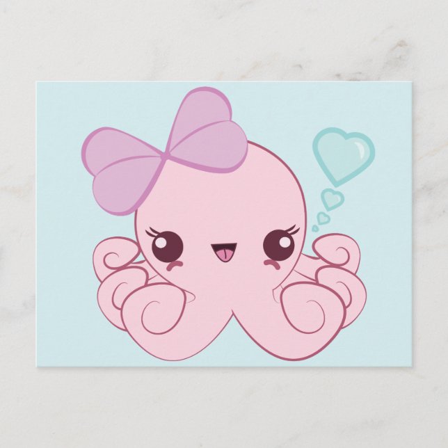 Cartão Postal Cartão-postal Octopus Kawaii (Frente)