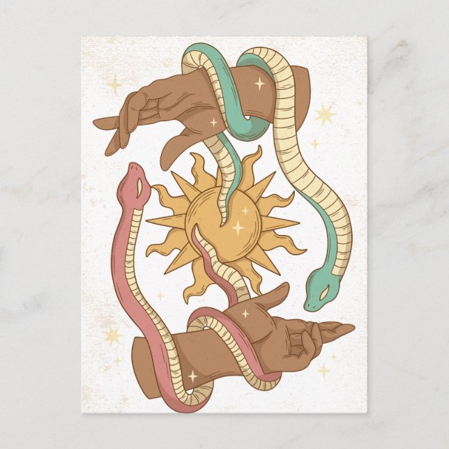 Cartão Postal Cartão-postal oculto de mãos e Cobras (Frente)